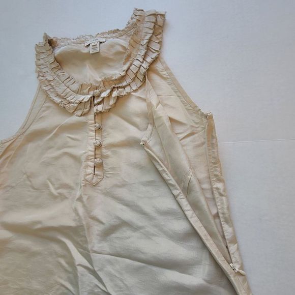 J.Crew Silk Ivory Ruffle Collar Top - Picture 6 of 7